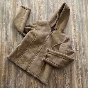 L.L. Bean Brown Neutral Sherpa Lined Long Sleeve ZIP Up Jacket Coat